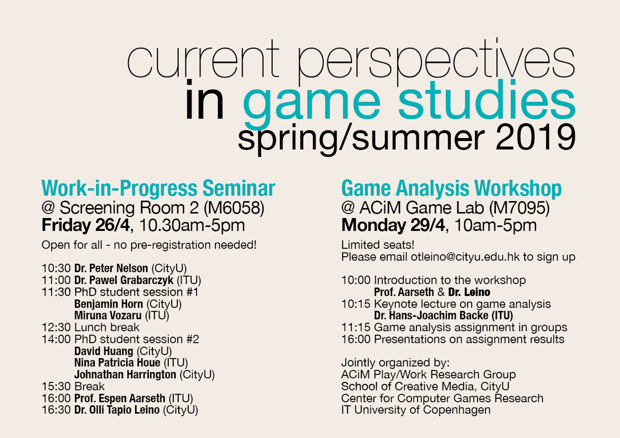 Current Perspectives In Game Studies | spring/summer 2019